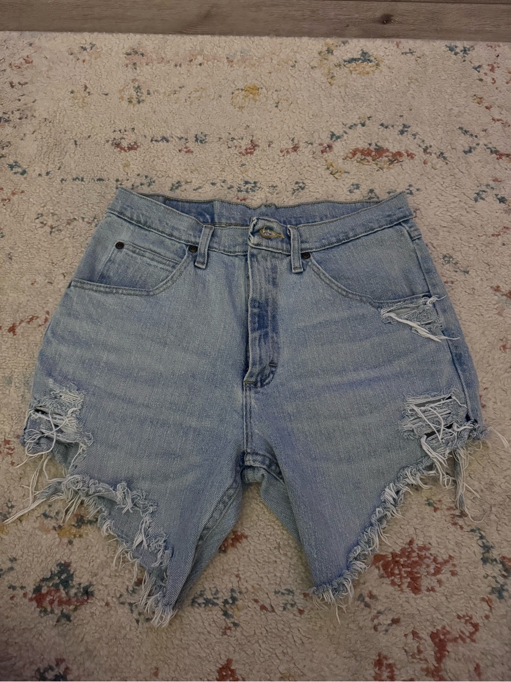 Wrangler Light Blue Distressed Denim Cutoff Shorts